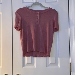 American Eagle Pink Henley T-Shirt